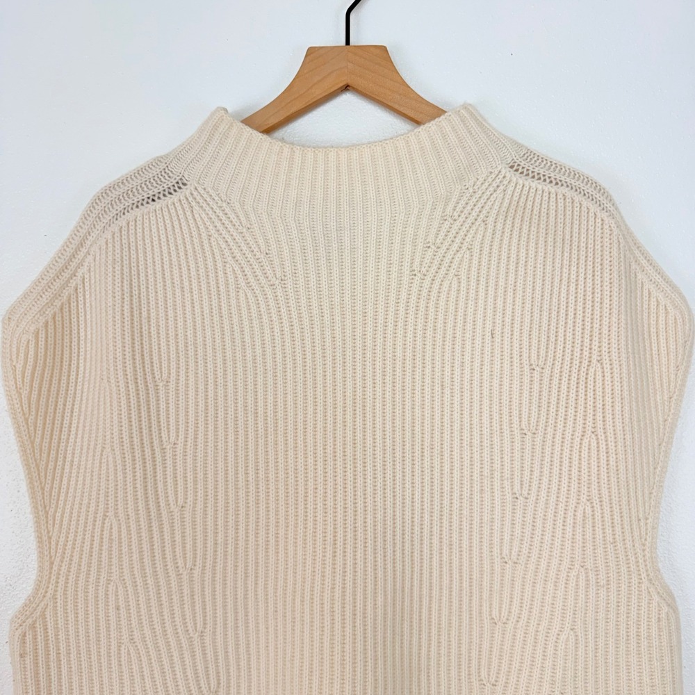 Banana Republic Oversized Sweater Vest M/L Cream Mock Neck Cashmere Merino Wool - Picture 3 of 13
